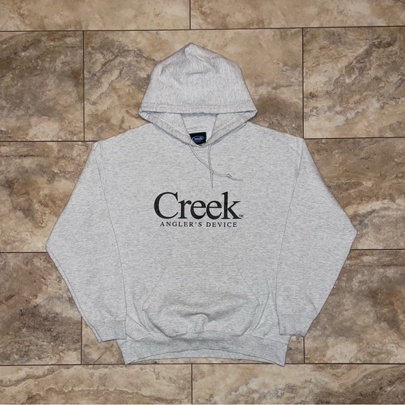 Creek Angler's Device X Quiet Mountain Cafe Logo Hoodie Gray Size
